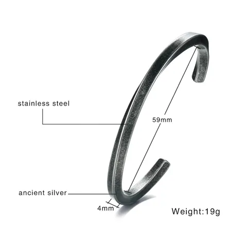Vintage Stainless Steel Twisted Open Cuff Bangle For Women Men Minimalist Geometric Spiral Bracelet Couples Fashion Jewelry Accessories
