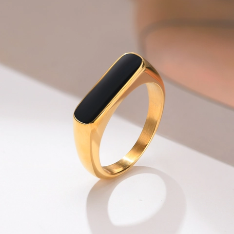 Minimalistischer Edelstahl Ring Für Damen Vergoldet Geometrisch Muschel Emaille Einlage Mode Fingerring Schmuck Zubehör