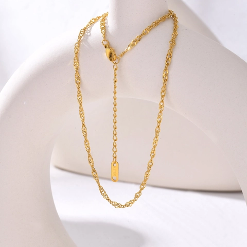 Stainless Steel Water Wave Chain Bracelet Gold Plated Minimalist Adjustable Anklet Necklace Fashion Jewelry For Women Gift