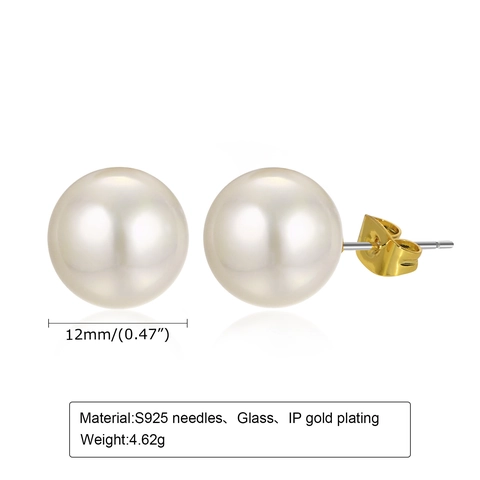 Orecchini a Bottone Tondi in Vetro Minimalista Con Perno in Argento Sterling 925 Placcatura in Oro IP Gioielli Orecchio Moda Geometrica Donna