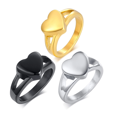 Minimalist Stainless Steel Heart Shaped Cremation Urn Ring For Ashes Memorial High Polished Openable Finger Ring Jewelry