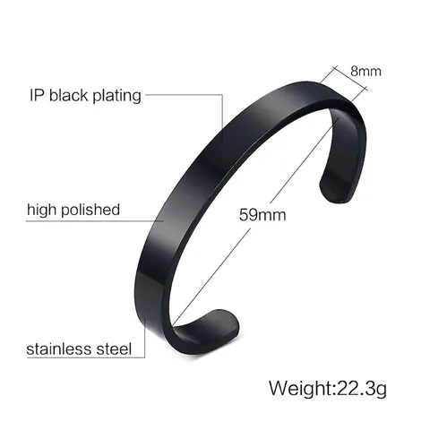 Minimalist Stainless Steel Cuff Bangle For Men Women IP Vacuum Plating High Polished Open Bangle Unisex Fashion Jewelry