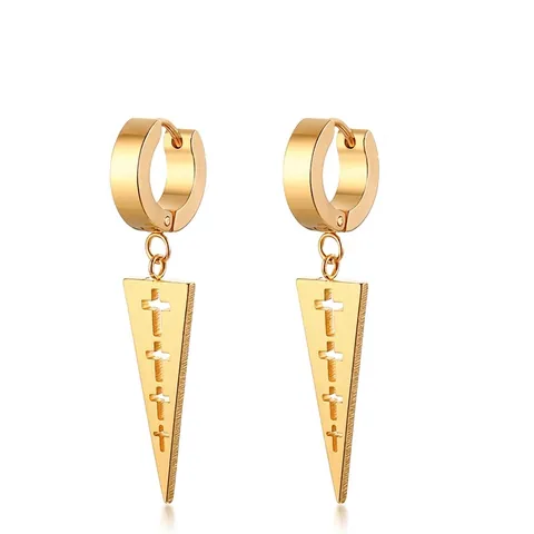 Orecchini Pendenti Minimalisti in Acciaio Inossidabile con Croce Geometrica Uomo Donna Oro Gotico Punk Gioielli