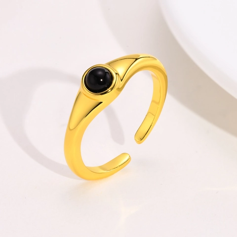 Minimalistischer Kupfer Vergoldeter Offener Ring Mit Runder Künstlicher Perle Geometrisch Verstellbarer Fingerring Für Damen