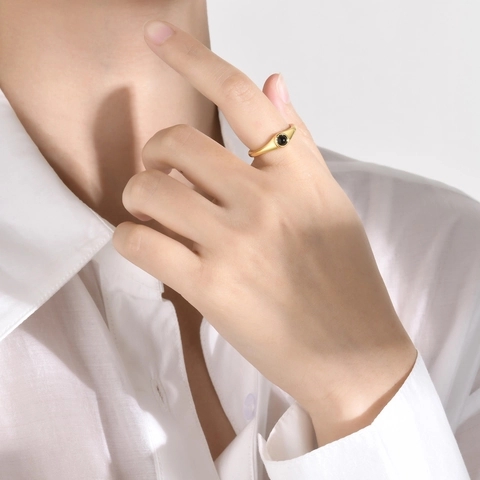 Minimalistischer Kupfer Vergoldeter Offener Ring Mit Runder Künstlicher Perle Geometrisch Verstellbarer Fingerring Für Damen