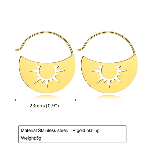 Boheems Roestvrij Staal Opengewerkt Zon Ster Maan Oorringen Goud Verguld Hemelse Sieraden Voor Vrouwen Dagelijks Cadeau