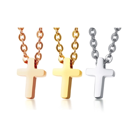 Minimalistische Roestvrijstalen Kruis Hanger Ketting Voor Vrouwen Gepolijst Klein Religieus Kruis O-Ketting Sieraden Cadeau