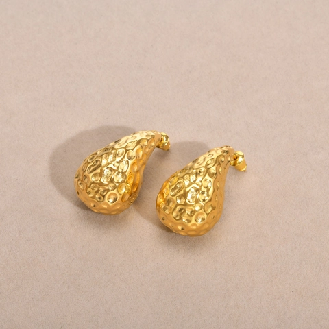 Edelstahl Gehämmerte Wassertropfen Ohrstecker Vergoldet Teardrop Geometrische Ohrringe Für Damen Mode Schmuck Geschenk
