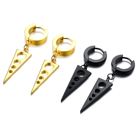 Orecchini a Cerchio in Acciaio al Titanio a Triangolo Geometrico Punk Gothic Svuotato Pendenti per Uomo Donna Gioielli di Moda
