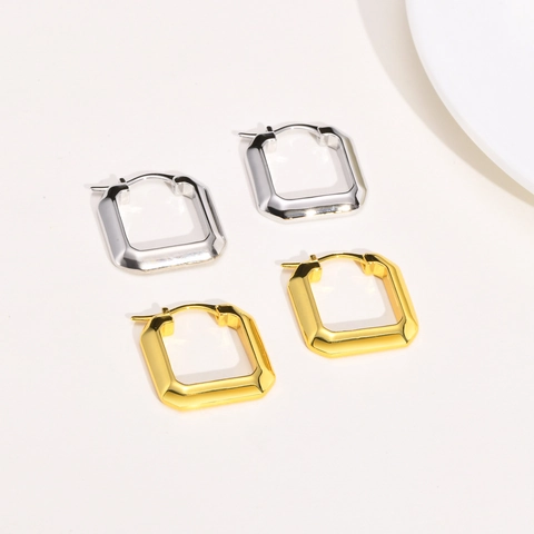 Orecchini a Cerchio Geometrici Quadrati da Donna in Rame Galvanizzato Oro Argento Metallizzato Orecchini Rettangolari Gioielli