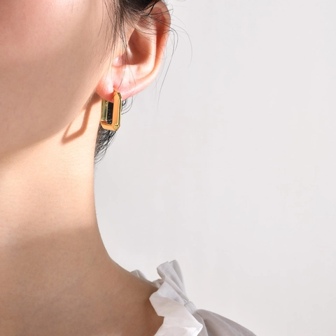 Orecchini a Cerchio Geometrici Quadrati da Donna in Rame Galvanizzato Oro Argento Metallizzato Orecchini Rettangolari Gioielli