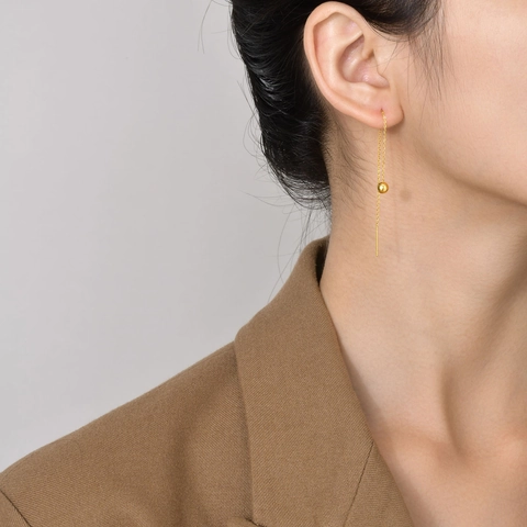 Minimaliste Boucles d'oreilles Fil Traversant Longue Chaîne en Acier Inoxydable Plaque Or Perle Tassel Pendantes Bijoux Femme