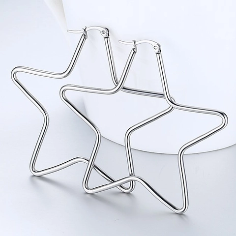 Pendientes de Aro Grandes de Estrella para Mujer Acero Inoxidable Pulido Pentagrama Geométrico Pendientes Joyería Regalo