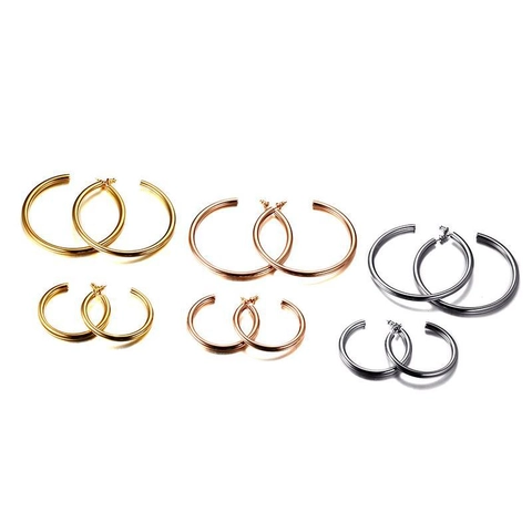 Pendientes de Aro Minimalistas de Acero Inoxidable para Mujer Aros Grandes Geométricos Joyería de Moda