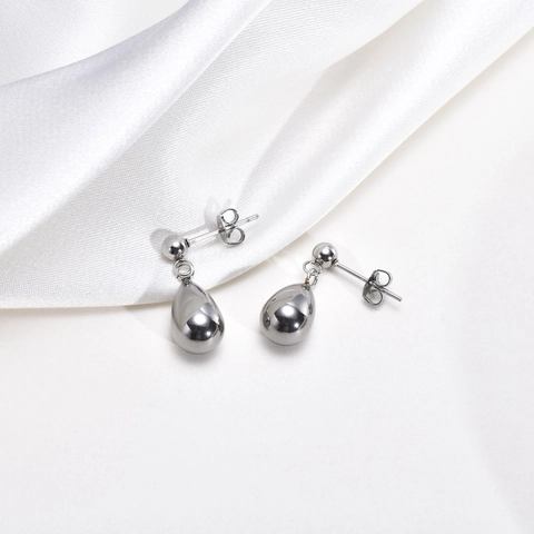 Pendientes de Botón de Acero Inoxidable con Gota de Agua para Mujer Pendientes Colgantes de Lágrima Pulidos Espejo Joyería de Moda