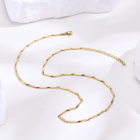 Collar de Cadena de Acero Inoxidable Minimalista Para Mujer Chapado en Oro de 18K Collar de Eslabones Geométricos Ajustables Joyería de Moda
