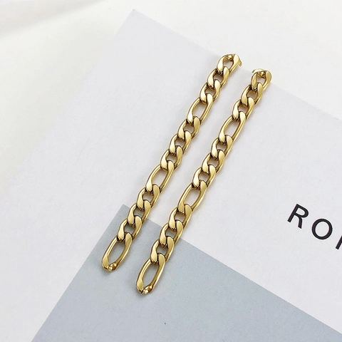 Orecchini a Goccia in Acciaio Inossidabile con Catena Figaro per Donna Placcati Oro Geometrici Lunghi Gioielli di Moda