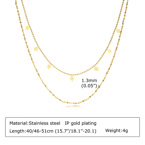 Collana A Doppio Strato In Acciaio Inossidabile Placcato Oro Rombo Ciondoli Geometrici Gioielli Di Moda Minimalisti Per Donna
