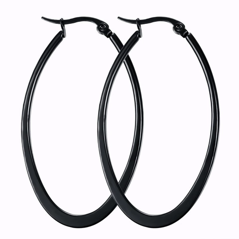 Pendientes de Aro Ovalados de Acero de Titanio para Mujer Personalizados Minimalistas Pulidos Galvanizados Oro Plata Joyería