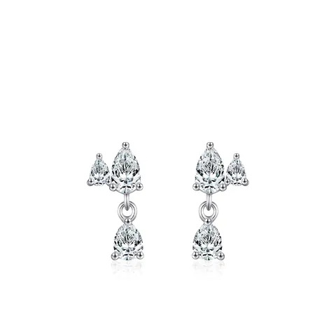 925 Sterling Silver Pear Shaped Zirconia Stud Earrings Elegant Water Drop Inlaid Dangle Jewelry For Women Wedding Party Gift