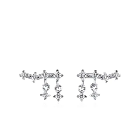 Orecchini a Bottone con Nappa a Stella in Argento Sterling 925 Con Zirconia Luccicante Gioielli alla Moda per Donna Regalo