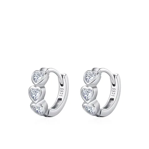 Pendientes de Aro de Corazón de Plata de Ley S925 para Mujer Elegantes Brillantes Forma de C Corazón Circonia Joyería Regalo