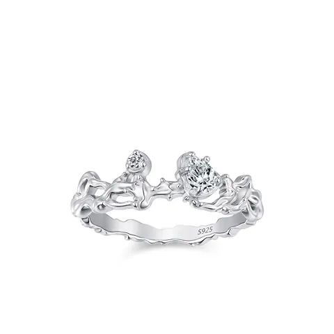 925 Sterlingsilber Dornenranke Ring Für Damen Nische Design Zirkonia Eingelegt Retro Minimalistisch Stil Trendiger Fingerring Schmuck