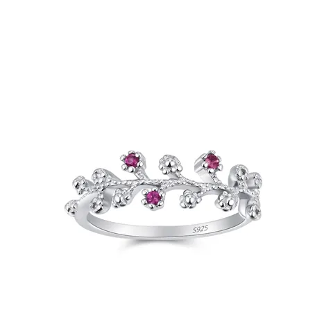 Elegante 925 Sterling Zilveren Pruimenbloesem Wijnstok Ring Voor Vrouwen Ontwerp Zirconia Roze Steen Ingelegd Mode Ring Sieraden