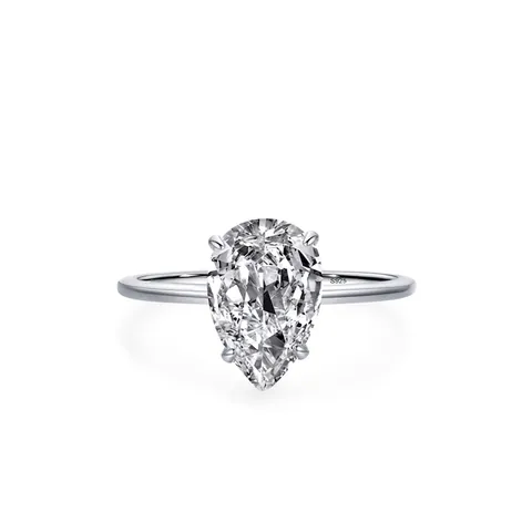 925 Sterling Silver Pear Cut Zirconia Wedding Ring For Women Waterdrop Simulated Diamond Engagement Band Ring Jewelry Gift