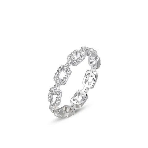 Anello a Maglia in Argento Sterling 925 da Donna Pavé Zirconia Gioielli di Moda Minimalista Anello a Dito Impilabile Regalo