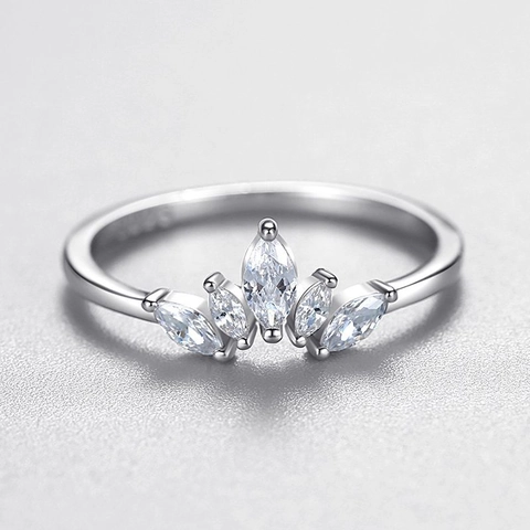 Princess Crown Ring 925 Sterling Silver Marquise Zirconia Micro Inlaid Ring Elegant Party Fashion Jewelry Gift For Women