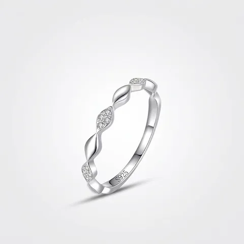 925 Sterling Silver Marquise Linked Band Ring For Women Simple Geometric Micro Pave Zirconia Finger Ring Jewelry Gift
