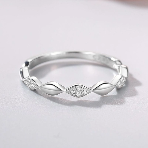 925 Sterling Silver Marquise Linked Band Ring For Women Simple Geometric Micro Pave Zirconia Finger Ring Jewelry Gift