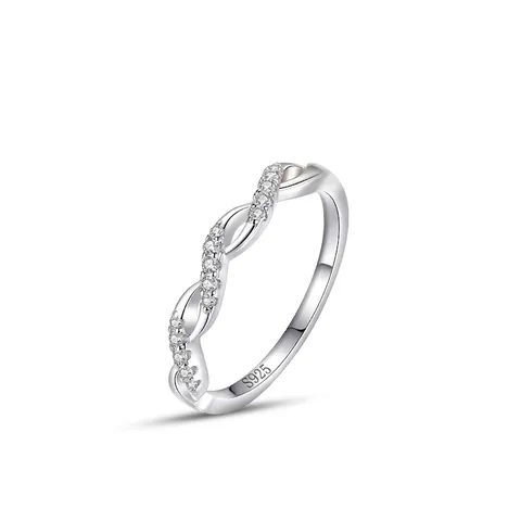 Anello Wave Mobius in Argento Sterling 925 per Donna Minimalista con Strass Intarsiati Fascia Intrecciata Gioielli Regalo