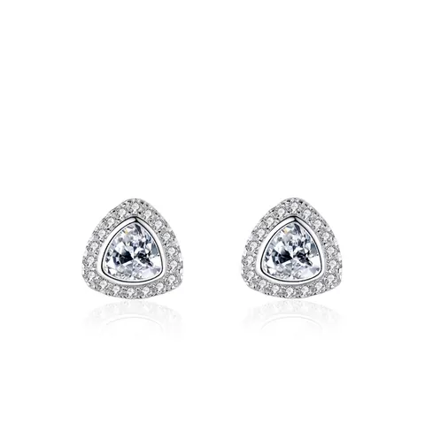 S925 Sterling Silver Triangle Halo Stud Earrings Geometric Zirconia Inlaid Jewelry For Women Fashion Accessory Gift