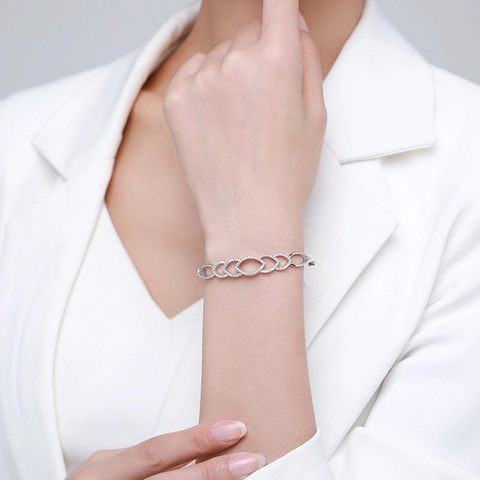 925 Sterlingsilber Hohl Blatt Armreif Für Damen Luxuriös Strass Kette Armband Mode Schmuck Pendler Geschenk