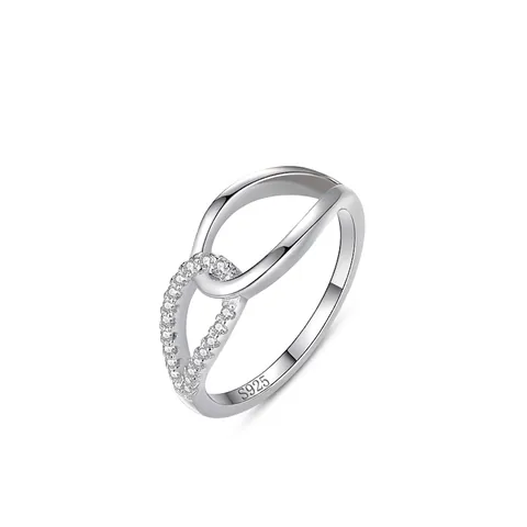 Anello in Argento Sterling 925 per Donna Zirconia Micro-intarsiato Design a Croce Intrecciata Gioielli di Moda Geometrici Cavi