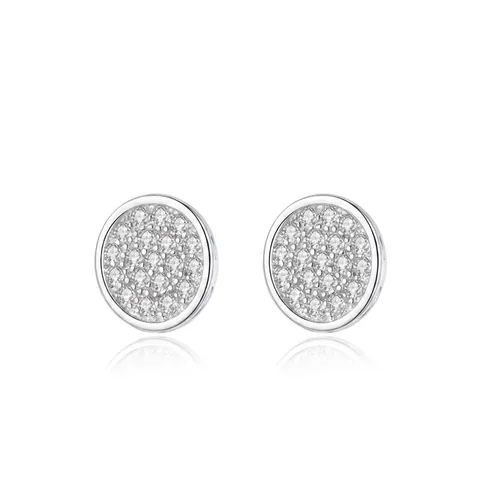 S925 Sterlingsilber Rund Ohrstecker Für Damen Minimalistisch Zirkonia Mikro Eingelegt Geometrisch Mode Schmuck