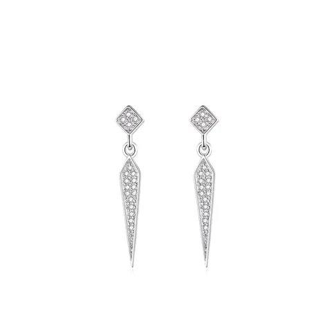 925 Sterling Zilver Geometrische Spike Drop Oorbellen Micro Strass Dangle Oorbellen Voor Vrouwen Minimalistische Mode Sieraden