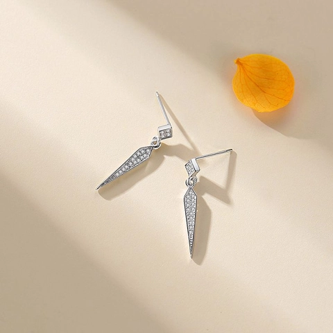 925 Sterling Zilver Geometrische Spike Drop Oorbellen Micro Strass Dangle Oorbellen Voor Vrouwen Minimalistische Mode Sieraden