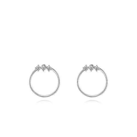 Orecchini a Bottone in Argento Sterling 925 a Tre Pietre Con Cerchio Geometrico Removibile per Gioielli Donna