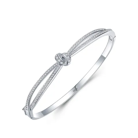 925 Sterlingsilber Seilknoten Armreif Für Damen Strass Pave Silber Manschette Armband Elegant Hochzeit Schmuck Geschenk