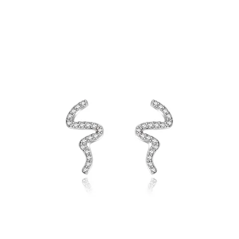 Orecchini a Bottone Serpente in Argento Sterling 925 Con Pietre di Zirconia Micro Pavé Animal Forma a S Gioielli di Moda
