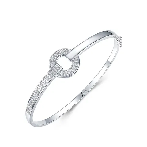 925 Sterlingsilber Kreis Armreif Für Damen Rund Strass Eingelegt Minimalistisch Elegant Mode Schmuck Armreif Armband Geschenk