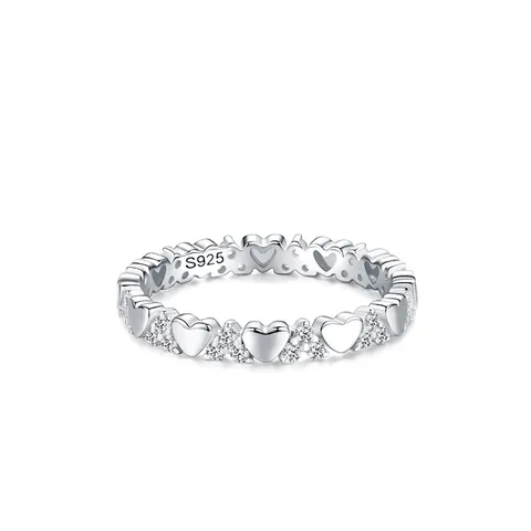 S925 Sterling Silver Heart Ring For Women Minimalist Zirconia Inlaid Stackable Finger Ring Fashion Elegant Jewelry Gift
