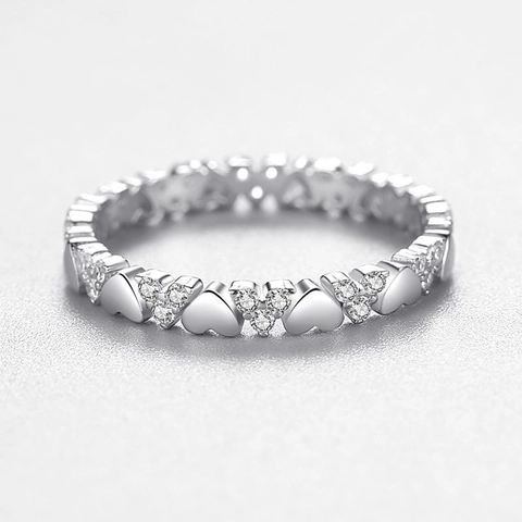 S925 Sterling Silver Heart Ring For Women Minimalist Zirconia Inlaid Stackable Finger Ring Fashion Elegant Jewelry Gift