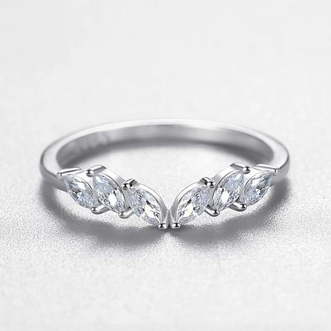 S925 Sterling Silver Marquise Cut Rhinestone Wavy Ring For Women Simple Elegant Crown Shape Micro Set Finger Ring Jewelry