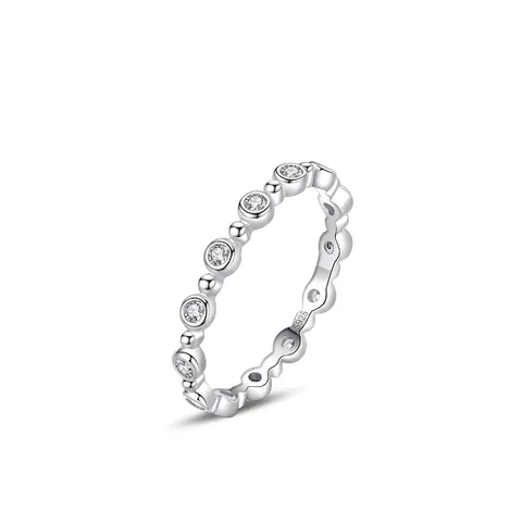 Anello in Argento Sterling 925 con Zirconia Minimalista Eternity Bubble Band Anello da Dito Sovrapponibile Gioielli Donna