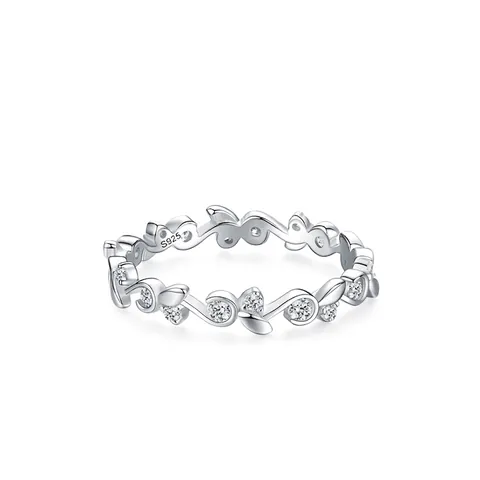 925 Sterling Silver Flower Vine Ring Micro Inlaid Zirconia Minimalist Adjustable Finger Ring Elegant Jewelry Gift For Women
