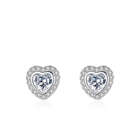 925 Sterling Silver Heart Stud Earrings For Women Luxury Zirconia Halo Simple Fashion Elegant Romantic Jewelry Valentine Gift